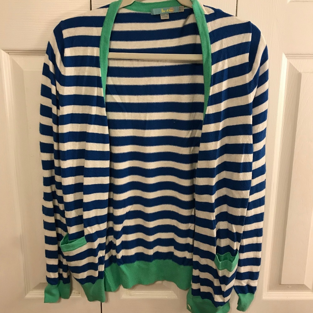 Navy Striped Cardigan Sweater